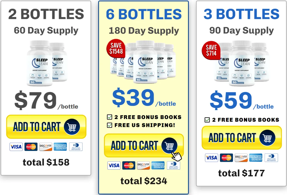 Sleep Lean Supplement Pricing Label image
